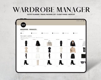 Notion Template Wardrobe Manager, Notion Outfit Planner, Aesthetic Notion Digital Planner