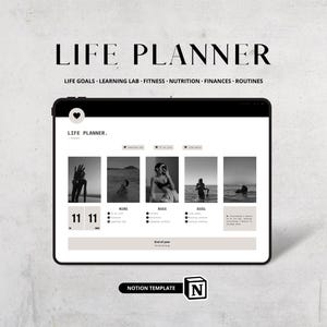 Notion Template Life Planner, All In One Notion Templates, Notion Planner, Notion Dashboard, Fitness, Nutrition