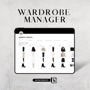 Notion Template Wardrobe Manager, Notion Outfit Planner, Aesthetic Notion Digital Planner