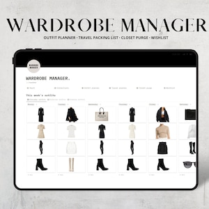Notion Template Wardrobe Manager, Notion Outfit Planner, Aesthetic Notion Digital Planner