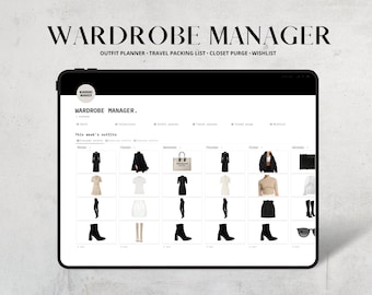 Notion Template Wardrobe Manager, Notion Outfit Planner, Aesthetic Notion Digital Planner