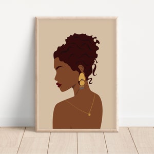 Black woman art Female Portrait Print Black Woman Illustration African woman Art, African American art Modern Art Black Girl Wall Art