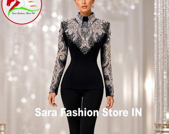Women's Western Show Jacket: Crystal Rhinestone Equestrian Competition Top