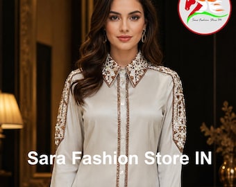 Crystal Embellished Show Shirt, Western Riding Equestrian Top, Brown Rhinestone Apparel