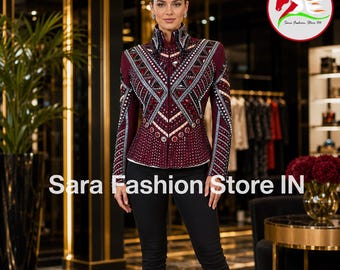 Maroon Crystal Rhinestone Western Show Jacket, Equestrian Competition Shirt