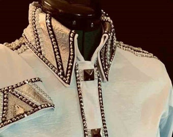 Taffeta day shirt Western Custom Rodeo Queen, Showmanship, Horsemanship, Western Pleasure Show Shirt & Women Rail shirt