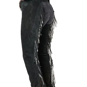 Simplicily Suede with Fringed Chap Custom made chap hand made chap Leather Western  Chaps  Custom chap Made with High Quality Soft Leather