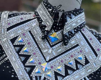 Western Showmanship jacket Horsemanship Jacket Western Pleasure Show Jacket Women Rail Jacket base colour black & silver showmanship jacket