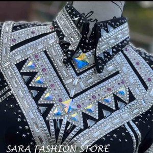 Western Showmanship jacket Horsemanship Jacket Western Pleasure Show Jacket Women Rail Jacket base colour black & silver showmanship jacket