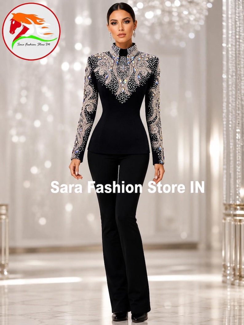 Women's Western Show Jacket: Crystal Rhinestone Equestrian Competition Top image 1