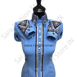 Sky Blueretro Shirts . Western Women Show Shirt.western Women - Etsy