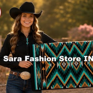 Handwoven Southwest Western Wool Saddle Pad – Aztec Pattern Horse Blanket