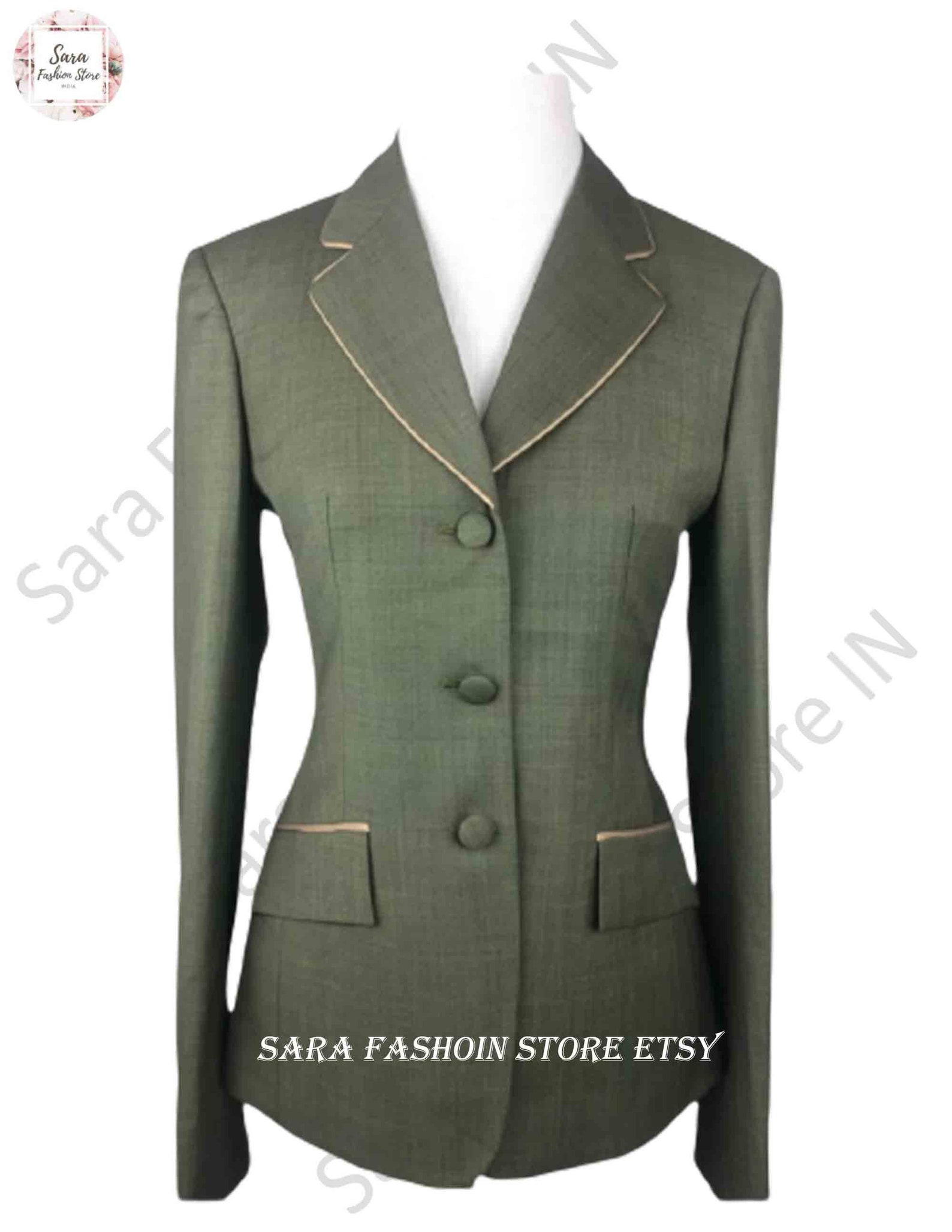 Hunter Green Hunt Coat With Velvet Collar/riding Jacket Etsy