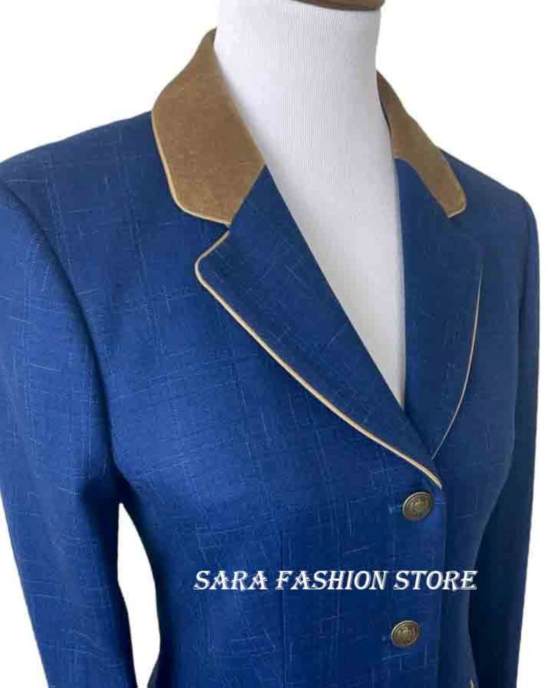 Navy Blue Custom Collar Horse Hunt Coat Women's Authentic Equestrian