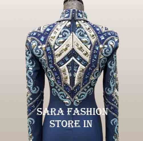 Giacca Western ROYAL BLUE Per Donna - Spettacoli Di Equitazione, Rodeo, Horse Riding (GALAXY LEATHERS)