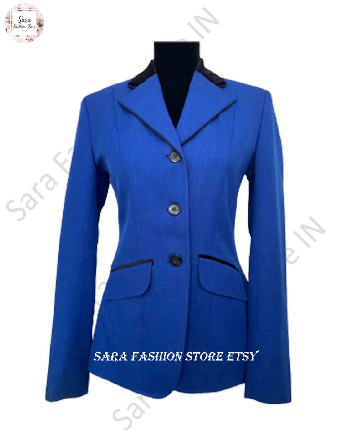 Hunter Blue Hunt Coat With Velvet Collar/riding Jacket, Jumping Coat