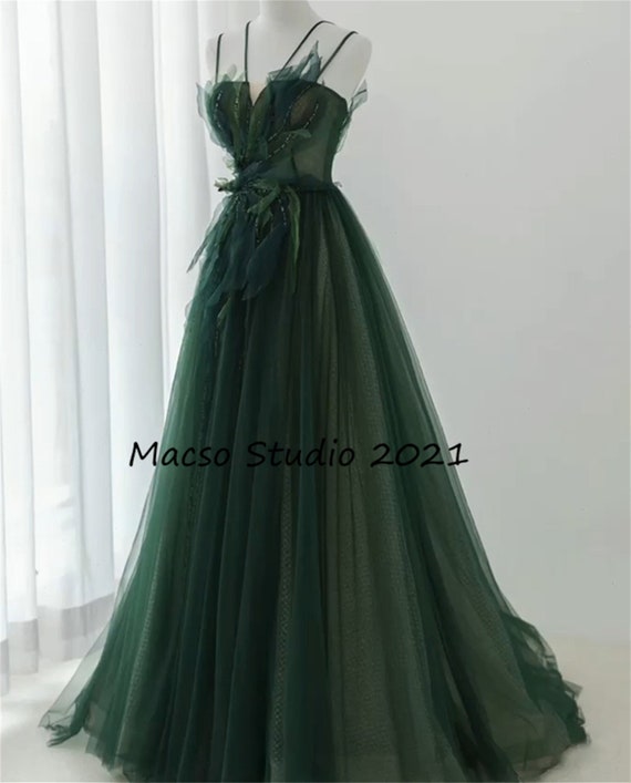 Zac Posen Tiered Ruffle-trim Tulle Gown In Forest Green | ModeSens