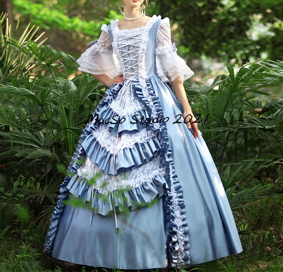 Costume medievale abito Blu 18 secolo abito di corte Disney STILE
