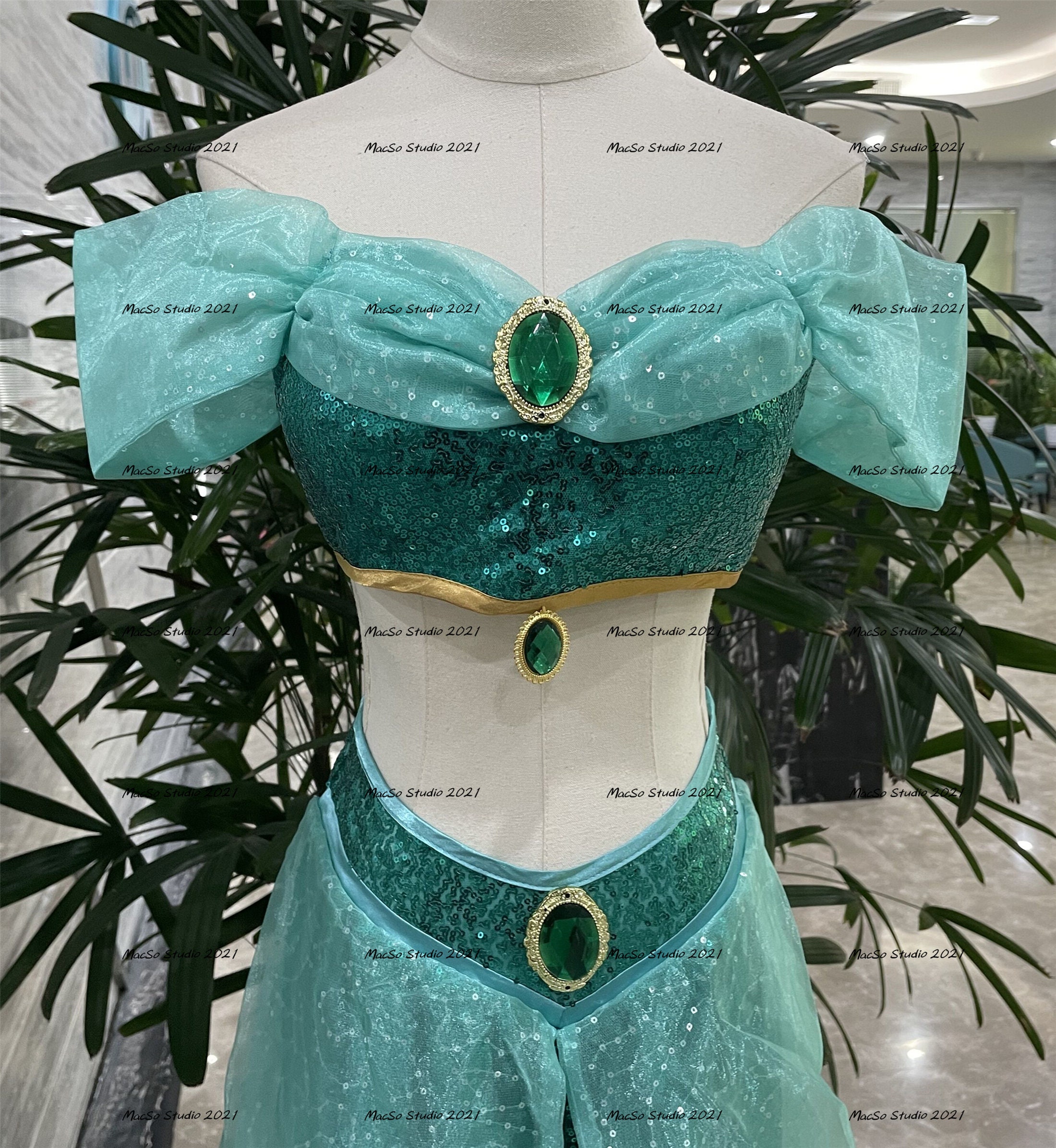  Xuminvty Disfraz de princesa jazmín para mujer, disfraz de  Aladdín, cosplay de jazmín (verde, 110) : Ropa, Zapatos y Joyería