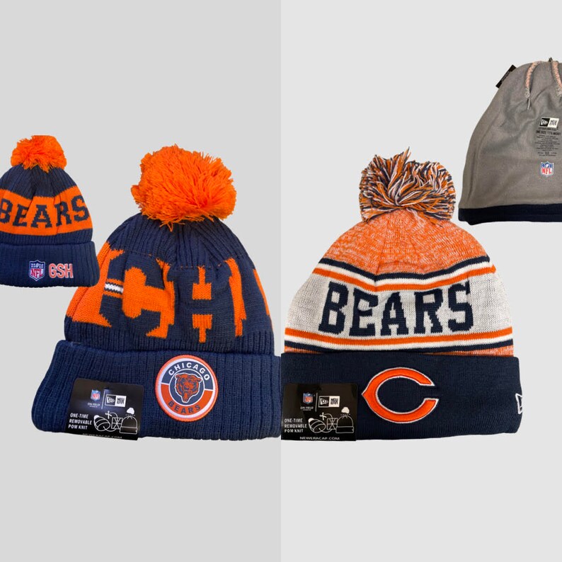 Chicago Bears Knit Pom Beanie Hat Lined 