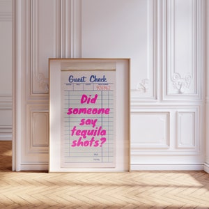 Tequila Shots Bar Cart Print: Trendy College Dorm Decor (Digital Download)