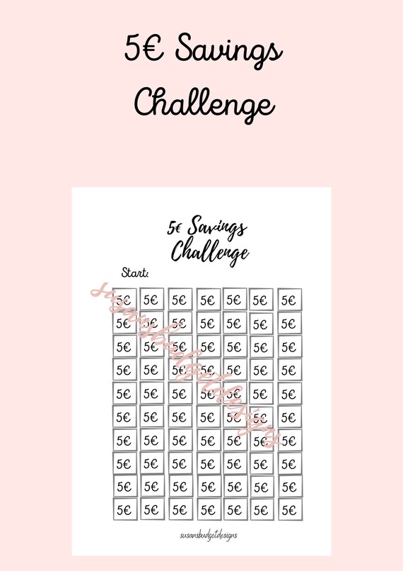 Savings Challenge Printable PDF Download SAVINGS TRACKER 5 Etsy