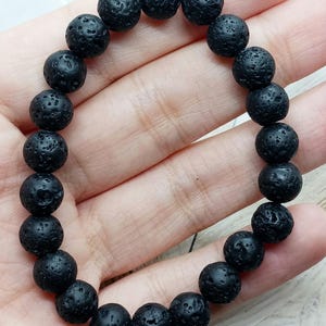 Black lava stone bracelet lava rock bead bracelet lava stone jewelry black crystal bracelet for protection magma rock bracelet black stone