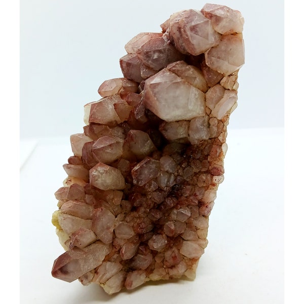 Red phantom quartz cluster - Clear quartz cluster with red Hematite inclusions - red quartz