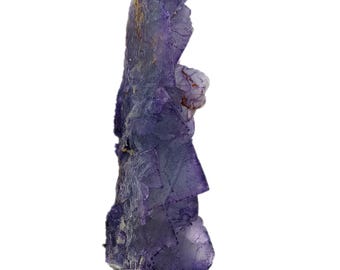 Muestra de cristal de fluorita violeta con soporte Piedra mineral de fluorita cúbica natural pequeña muestra de fluorita violeta cruda de alta calidad