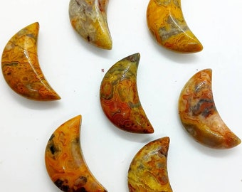 Crazy lace agate mini moon 1.2" - cabujón de ágata de encaje loco - ágata luna de cristal