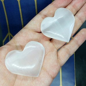 Selenite Crystal Heart: Polished Cleansing Pocket Stone
