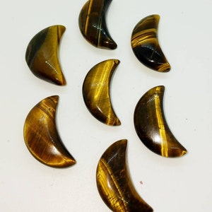 Tigers eye mini moon 1.2&quot; - tigers eye cabochon - tiger eye crystal moon with flash