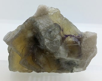 Yellow and purple fluorite with candle quartz - natural yellow Fluorite specimen large high quality yellow cubic fluorite crystal stone