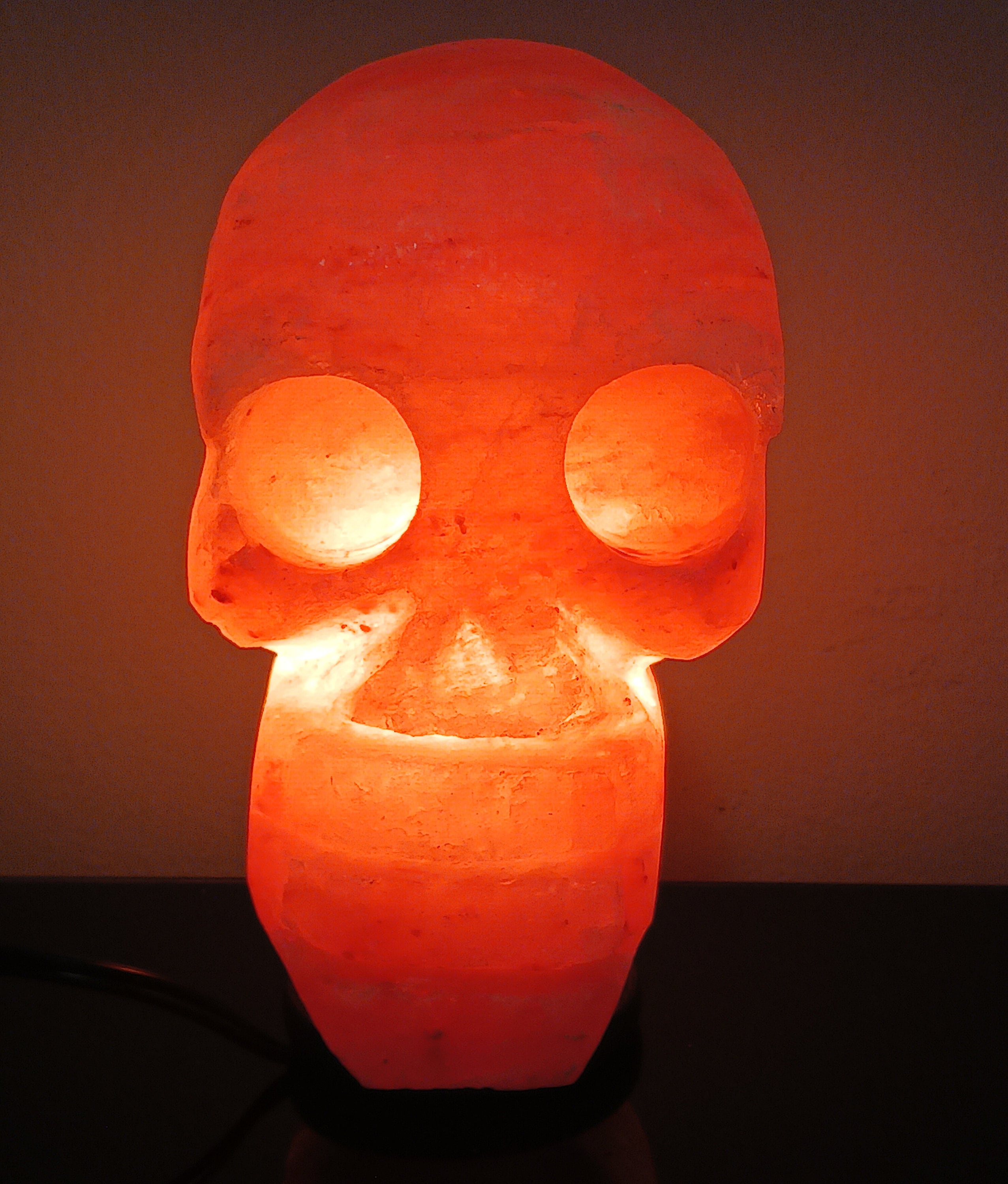 Large Himalayan Salt Lamp Skull Carving 8lbs Orange Skull Lamp
