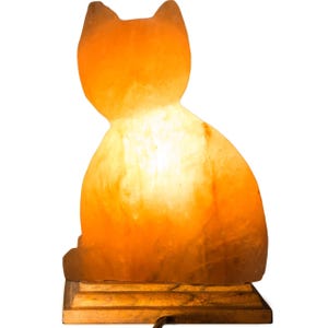 Lámpara grande de sal del Himalaya con talla de gato, 2,7 kg, lámpara de gato naranja, lámpara de cristal de sal natural, luz nocturna para gatos, lámpara de cristal de piedra de sal rosa
