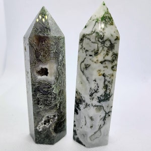 Moss agate tower small moss agate crystal point polished moss agate tower druzy moss agate stone high quality moss agate point