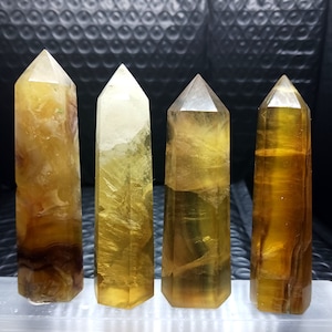 Yellow Fluorite crystal tower high quality yellow Fluorite crystal point amber Fluorite tower honey Fluorite polished yellow Fluorite stone