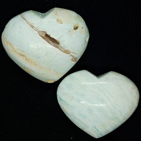 Caribbean Calcite crystal heart polished carribean calcite heart carving aragonite crystal heart healing stone baby blue crystal stone