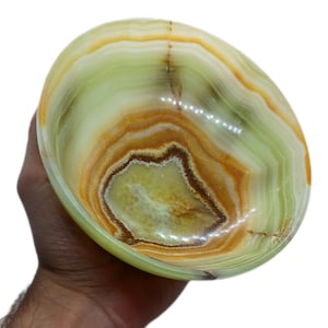 Large Natural onyx bowls 6&quot; decorative Green bowl high quality onyx crystal stone bowl polished natural light green large Banded onyx plate