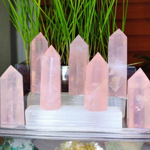 Mini torres de cuarzo rosa - puntas de cristal de cuarzo rosa - cuarzo rosa pulido