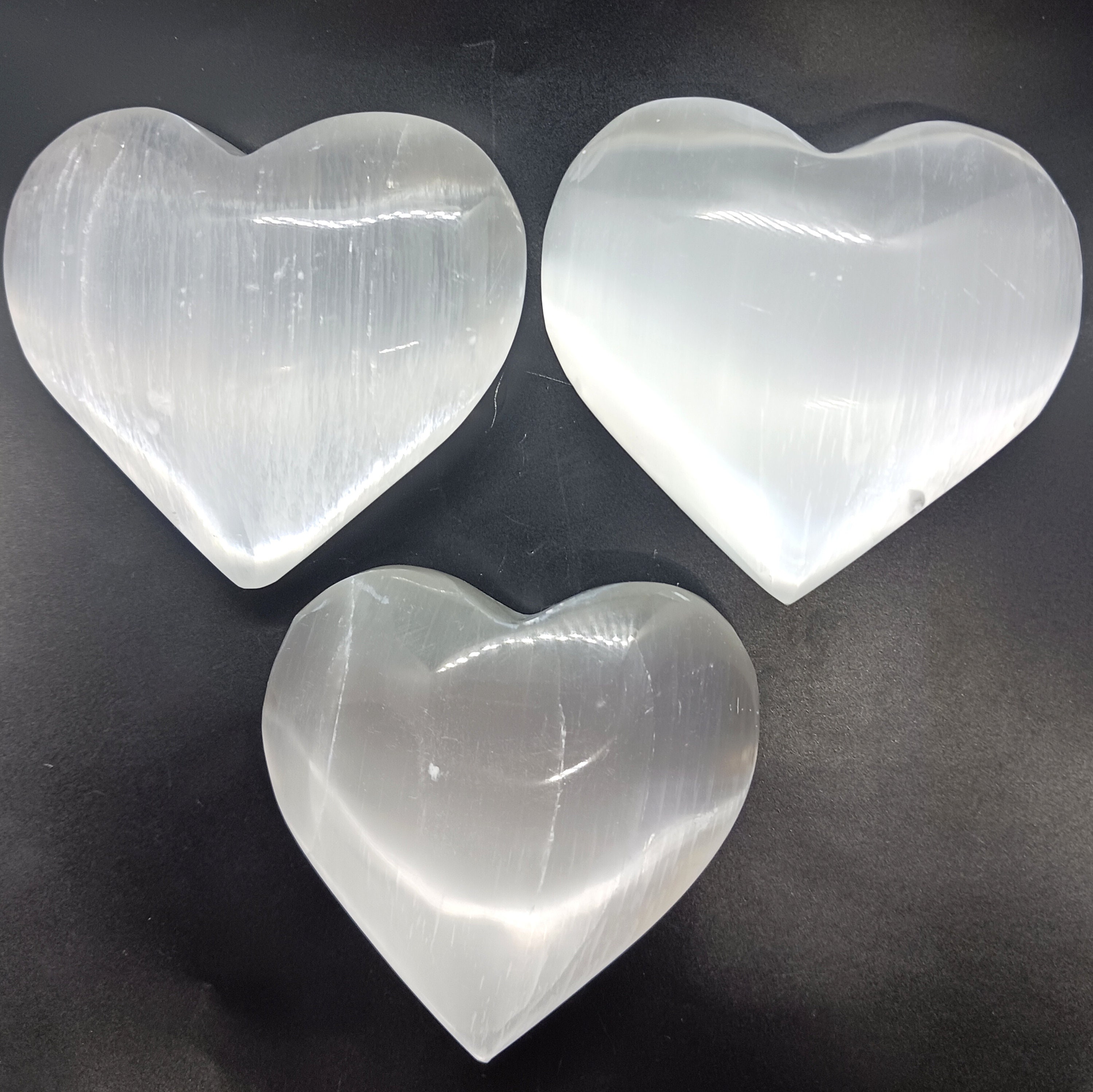 XL Cristallo Selenite Cuore Lucidato Pietra Palma Preoccupazione - Foto 12