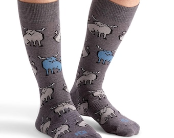 Babe the Blue Ox Socks, Landmark MN, MN Gifts, Paul and Babe clothing, Minnesota gift, Made in USA, Unisex Crew Socks, Paul Bunyan