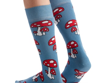 Fungus Amongus, Mushroom Socks, Fungi Socks, Novelty Socks, Cottagecore Socks, Unisex Crew Socks, Mushroom Lover Gift, Goblincore Socks,