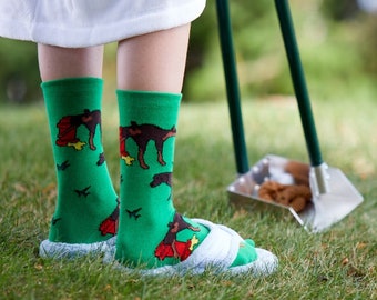 Dog Sock, Funny Socks, Made in USA, Socks for a Cause, Gift for Dog Lover, Unique Socks, Dog Pooping Socks, Dog Peeing Socks, Doberman Sock