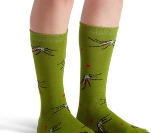 Mosquito Socks, Unique Socks, Patterned Unisex Socks, Funny Socks, Socks for a Cause, Made in USA, Global Health, White Elephant Gift
