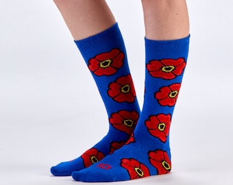 Socks for Veterans, American Socks, Socks for Military, Made in USA, Unisex Crew Socks, Gifts for Him, Socks for a Cause, Poppy Socks