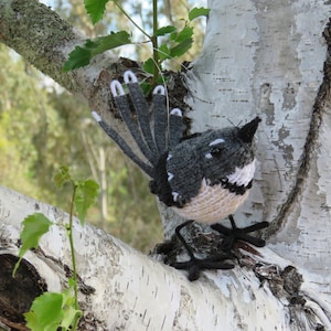 Knitted Grey Fantail bird native Australian