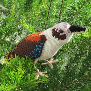 Kookaburra handmade knit bird realistic pet decor birdlover Australian native craft