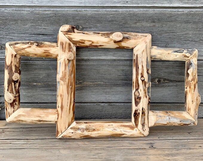Log Picture Collage Frame, Log Home Decor.8 X 10 Frame, 2 5x7 Frames