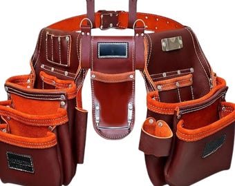 Full Grain Leather Tool Belt Pouch: Heavy Duty Work Gear - Gift for Him